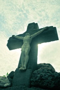 Jesus on the Cross at a Grotto my wife's grandfather built in Alta Vista, IA